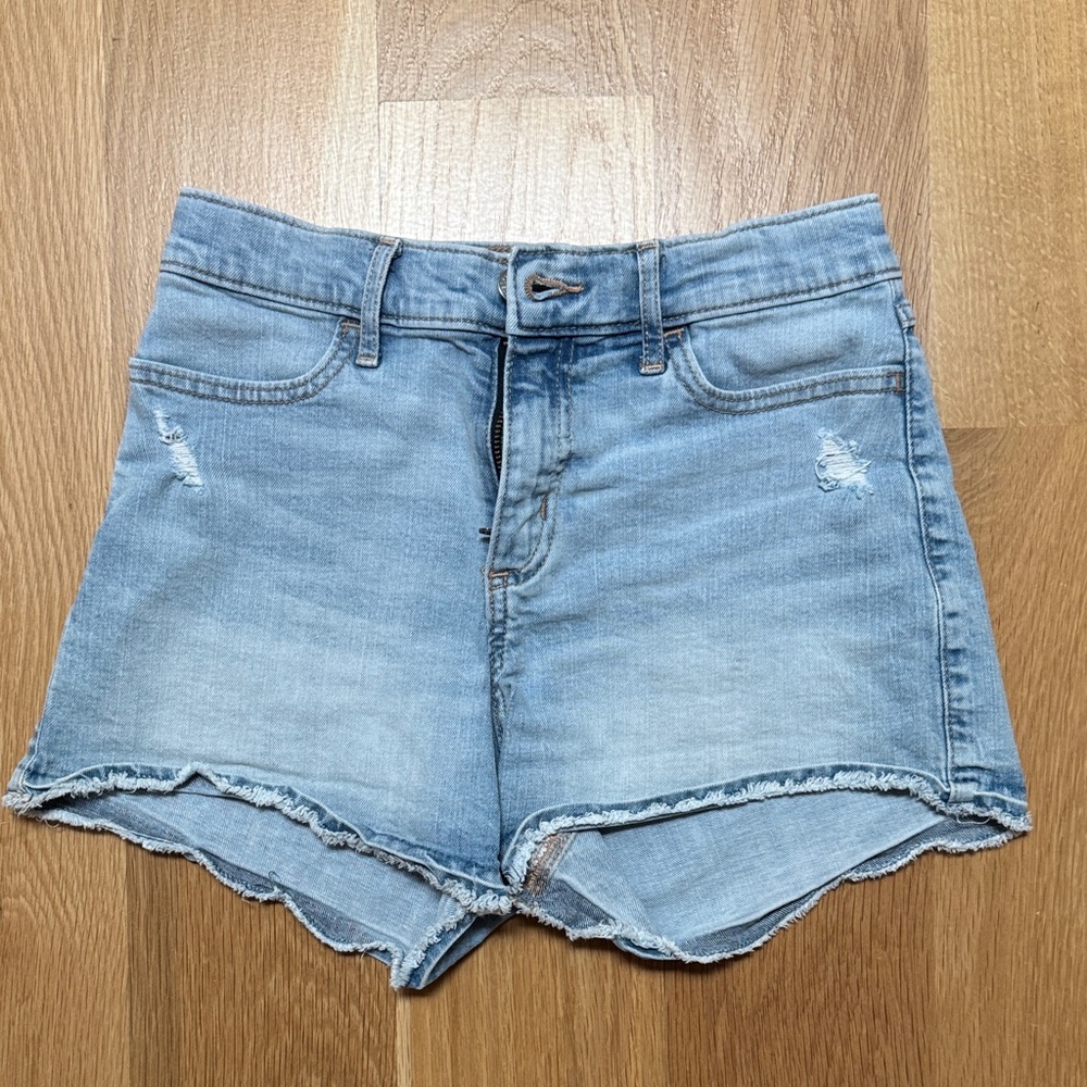abercrombie kids Light Blue Denim High-Waist Jean Shorts